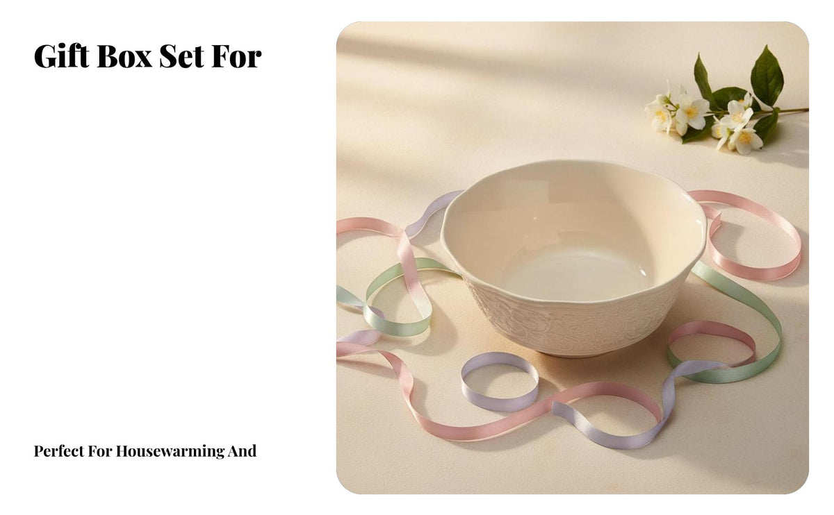 Elegant Ceramic Bowl Plate Set, Underglaze Color, Gift Box for Housewarming, Wedding, Family Gathering, Minimalist Tableware
