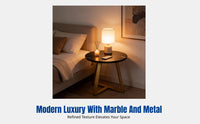 Modern Minimalist Coffee Table, Creative Luxury Round Side Table, Adjustable, Marble Texture, Metal Legs, for Living Room