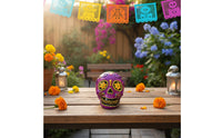 Cranium Ornament Day of the Dead Style Tabletop Cranium Decor Decorative for Collectors, Desk, Mantel