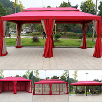Outdoor Large European Style Gazebo Canopy Tent with Sidewalls and Mosquito Netting