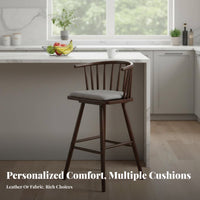 Nordic Design Windsor rear High Stool Minimalist design Bar Chair Curved rearrest Seating Furniture With Footrest for Adults, Homeowners, Cafe Owners, Kitchen Island, Restaurant, Dining Room
