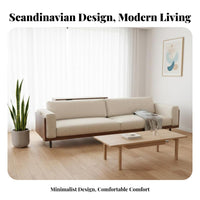 3-Person Upholstered Settee sturdy Wood Frame Upholstered Multi-Seater Couch Nordic Design Sofa for homeowners, Families, Lounge Area, Office, Bedroom