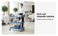 Multi-Functional 3-Tier Bussing Trolley Swivel Casters with Brakes 3-Tier Utility Trolley Easy to Clean Service Trolley Quiet Operation for Hotel Personnel, Cafeteria Workers, Cleaners, Restaurants, Restaurant, Kitchens, Cafeterias