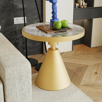 Round Side Table Modern Pedestal Table Glossy Furniture for Living Room, Reading Corner, Apartment