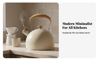 2.5L Whistling Kettle Clear Whistle Whistling Tea Kettle Wood Handle Tea Pot Large Capacity Stovetop Water Boiler Rust-Resistant