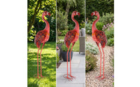 Flamingos Statue with Solar Light Weather-Resistant Metal Flamingos Garden Stake Rust-Resistant Lawn Ornament for Gardeners