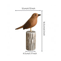Wooden Bird Figurine Wood Ornament Collectible House Decor for Shelf