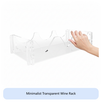 Tabletop Wine Rack Holds 3 Bottles Bottle Holder Clear Look Modern Style for Homeowners, Gift Givers, Pantry, Basement, Man Cave