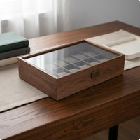 Walnut Watch Box Handy Clasp Wooden Watch Organizer Removable Pillows for Desk