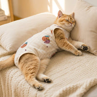 Cat Spay Recovery Suit, Printed Sleeveless Post-Operative Clothing, Anti-Licking Post-Surgery Cat Clothes with Closure