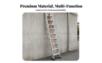 3 Section Extension Ladder High Load Capacity Heavy Duty Fire Egress Ladder Non-Slip Feet Access Equipment for Maintenance Engineers, Factories