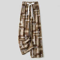 Womens Pants Wide Leg Trousers in Lightweight Viscose Rayon Material, Printed Pattern Loungewear for Home Wear and Casual Outings
