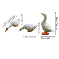 3 Pieces Realistic Feather Detail Duck Figurine Mixed Poses Garden Duck Ornament for Water Feature