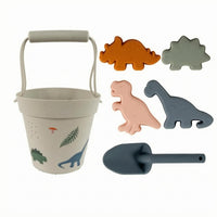 Rounded Shapes Beach Toy Pail Set Curved Handle Silicone Beach Set Printed Patterns Silicone Sand Toys Soft and Flexible for Water Play