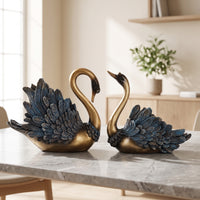 Tabletop Swan Figurine Elegant Swan Figurines Glossy Shelf Decoration Intricate for Living Room, Wine Cabinet, TV Stand, Bookshelf