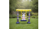 Inflatable Inflatable Rabbit on Swing Outdoor Easter Bunny Inflatable Festive Yard Decoration Cute for Families