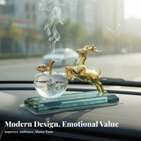 Long-Lasting Fragrance Golden Deer Car Ornament Elegant Design Rhinest Single Deer Figurine for Gift Givers, Center Console, Office Desk
