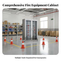 Heavy Duty Stainless Steel Fire Equipment Cabinet Lockable Emergency Gear Display Cabinet Adjustable Shelves Fire Fire Containment Unit Storage Box for Safety Officers, Construction Site Managers, Business Owners, Factories, Warehouses, Office Buildings