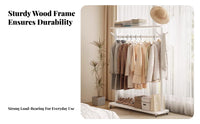Movable Rolling Clothes Rack with Shelf Sturdy Rolling Garment Rack with Shelves Minimalist Design Coat Stand Space-Saving for Families, Students, Renters, Entryway, Bedroom, Living Room, Office