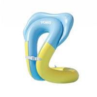 Double Air Chamber Sit-in Swim Float Body-Supporting Safety Swim Float Cartoon Print Creature Buoyant Device Hand Pump for Swimming