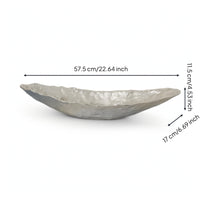 Hammered Metal Tray Polished Long Narrow Tray Sculptural for Coffee Table