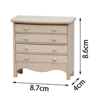 Dollhouse Drawer Cabinet Unfinished 1:12 Scale Wooden Cabinet Compact 1:12 Scale Dollhouse Furniture