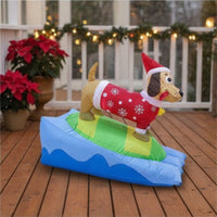 Outdoor Christmas Dachshund Inflatable Premium Inflatable Dachshund Long-Lasting Yard Decoration Safe for Patio