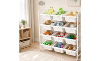Toy Storage Organizer with Bins Toy Storage Organizer with Wheels Multi-Tier Furniture for Young Children, Parents, Playroom, Nursery