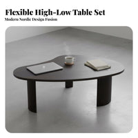 2 Pieces Wabi-Sabi aesthetic Irregular Shaped stacking Tables Nordic Aesthetic Irregular stacking Coffee pair Minimalist Living Room Furniture Sturdy Construction for Design aficionados, Interior Decorators, Apartment Dwellers, Lounge Area, Home Office