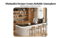 Modern Front Desk Wide Countertop Curved Reception Desk Sturdy Construction Commercial Checkout Counter with Minimalist Workspace Suitable for Cashiers Retailers Retail Store