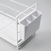 Dish Rack with Draining Board, 2-Tier Stainless Steel Dish Rack and Dish Drainer, Space Saving Kitchen Storage with Cutlery Holder and Tray