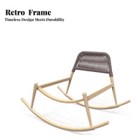 Retro Design Wooden rocker chair Gentle Rocking Motion Upholstered Armchair Comfortable Seating Lounge Chair Intricate Carvings for Adults, Seniors, homeowners, Balcony, Living Room, Sunroom, perusing corner