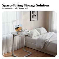 Height-Adjustable Wheeled C-Table Foldable Rolling Desk Portable Couch sidekick Space-Saving for Students, Home Office Workers, Apartment Dwellers, Small Spaces, Bedroom, Dorm Room