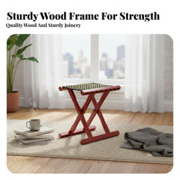 durable Wood Wooden Cross-Legged Stool Foldable journey Chair space-saving Portable Seating Lightweight for Children, journeyers, Fishing, Camping, Hiking, Backyard