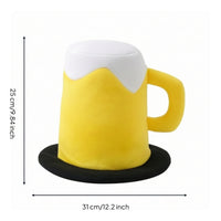 Beer Mug Hat Humorous Brew Mug Hat with Foam Top Novelty for Partygoers, Adults, Photo Booths