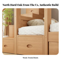 Solid Wood Bunk Bed Space-Saving Kids Bunk Bed with Guardrails Sturdy Construction children's Furniture for Juniors, Parents, Bedroom, Dormitory, Home