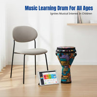 African Drum, Hand Percussion Instrument, Mechanical Design, for Children and Adults, Music Performance, Colorful Pattern