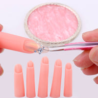 5 Pieces Silicone Practice Finger Flexible Manicure Finger with Hollow Base Manicure Training Tool Lifelike Lightweight