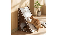 Cat Scratcher House Indoor Triangular Feline Habitat Multi-Functional Pet Accessory for Cats, Kittens, Living Room, Apartment