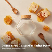 Glass Honey Pot with Wooden Dipper Airtight Closure Glass Honey Dipper Jar Sealed Jam Jar Leak-Resistant Food Storage Versatile