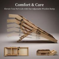 Dog Ramp for Bed and Sofa with Adjustable Height, Portable Foldable Pet Steps for Small Sturdy Home Furniture Access for Elderly Pets