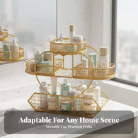 Large Capacity Vanity Countertop Storage Shelf Space Saving Multi-Tier Cosmetic Rack Elegant Design for Women, Adults, Desktop, Bedroom