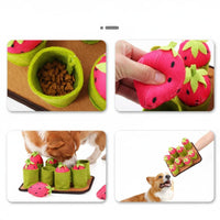 Mental Stimulation Strawberry Snuffle Mat Easy to Clean Strawberry Sniffing Mat Bite-resistantResistant Interactive Treat Brain-Teaser Toy Squeaky