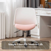 Foldable Backrest Armless Rolling Task Chair Height Adjustable Armless Rolling Stool 360-Degree Swivel Office Furniture Space-Saving for Students, Home Workers, Adults, Study Room, Bedroom, Small Areas, Vanity