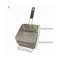Long Handle Stainless Steel Fry Basket Perforated Wire Frying Basket Mesh-Style Kitchen Tool Multi-Purpose