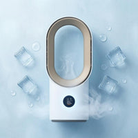 Type-C Charging Bladeless Humidifying Fan 3-Speed Bladeless Desk Fan LED Display Air Cooler Portable