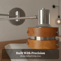 Retro Design Pull Chain Wall Sconce Solid Wood Accent Pull Chain Wall Light Mid-Century-Century Modern Design Wooden Bedside Light Easy Installation for Hotel Owners, Homeowners, Students, Bedroom, Guest Room, Home Deactivate Ice