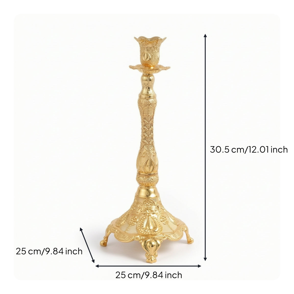 Decorative Pedestal Candle Holder Ornate Tabletop Candle Holder Embossed Candelabrum Vintage-Style for Weddings