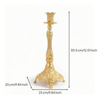 Decorative Pedestal Candle Holder Ornate Tabletop Candle Holder Embossed Candelabrum Vintage-Style for Weddings