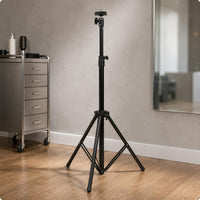 Telescoping Pole Hairpiece Tripod Stand Foot Pedal Adjustable Hairpiece Tripod Foldable Mannequin Head Stand Black Hardware